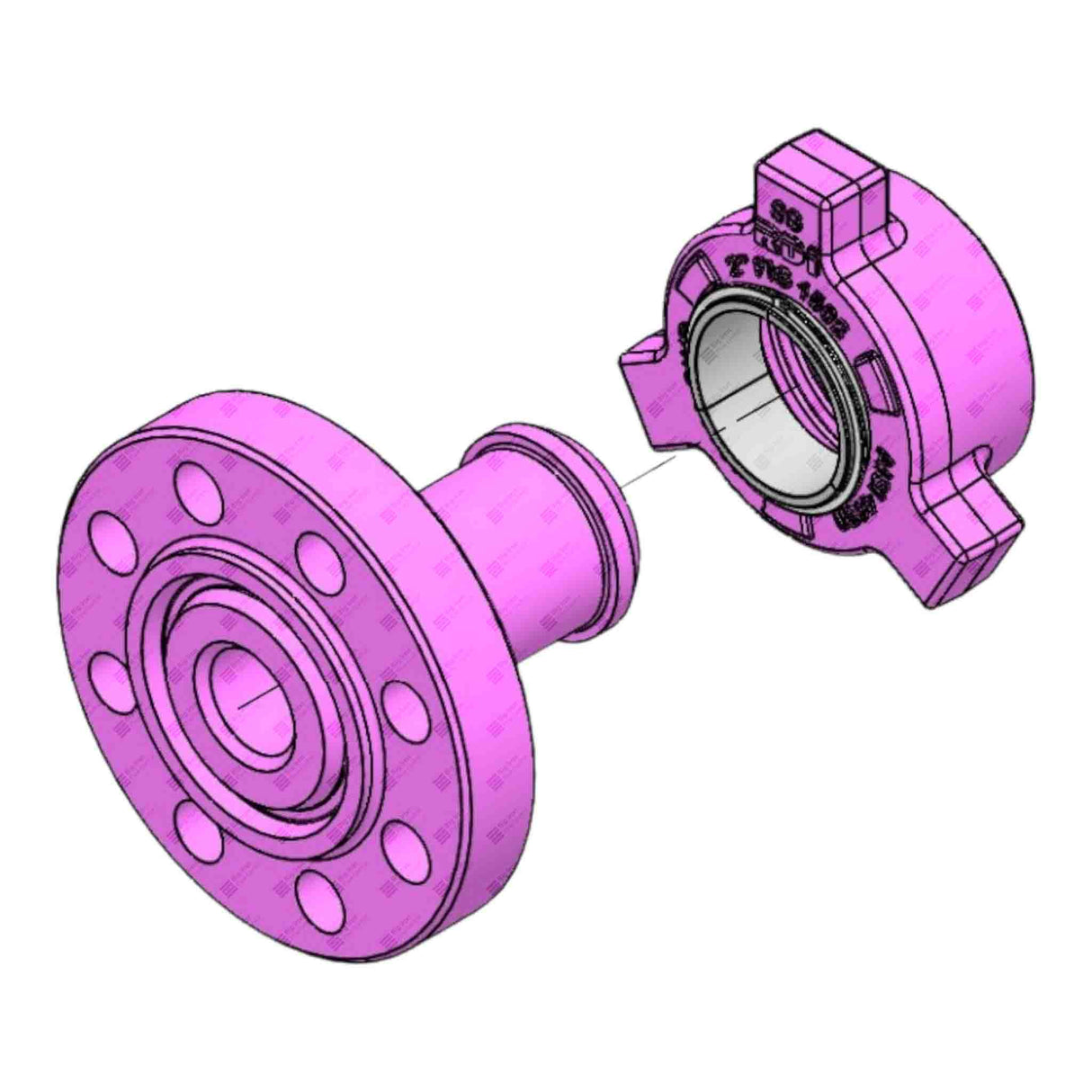 Flange Adapter, 2-1/16” 5M x 2” 1502 M, 5000 psi, Sour Service