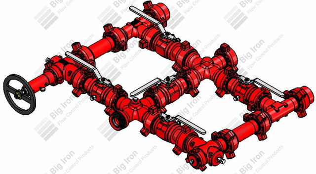 Manifold 2” Fig 602 5 Ball Valve Single Stage W/ 1 Adjustable-1 Positive 6000 Psi Nace Service